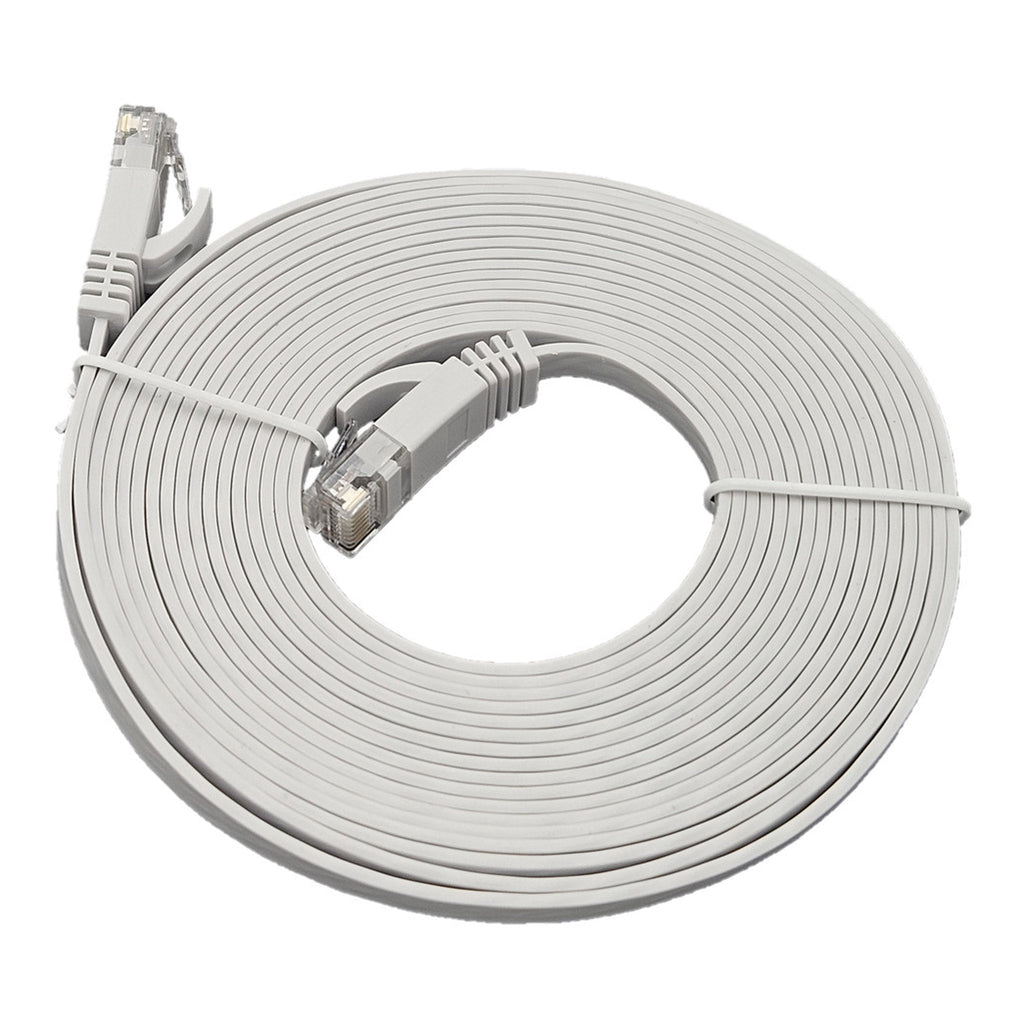Micro Connectors E08-050FL-W 50ft 30AWG CAT 6 UTP RJ45 Flat Networking Patch Cable - White