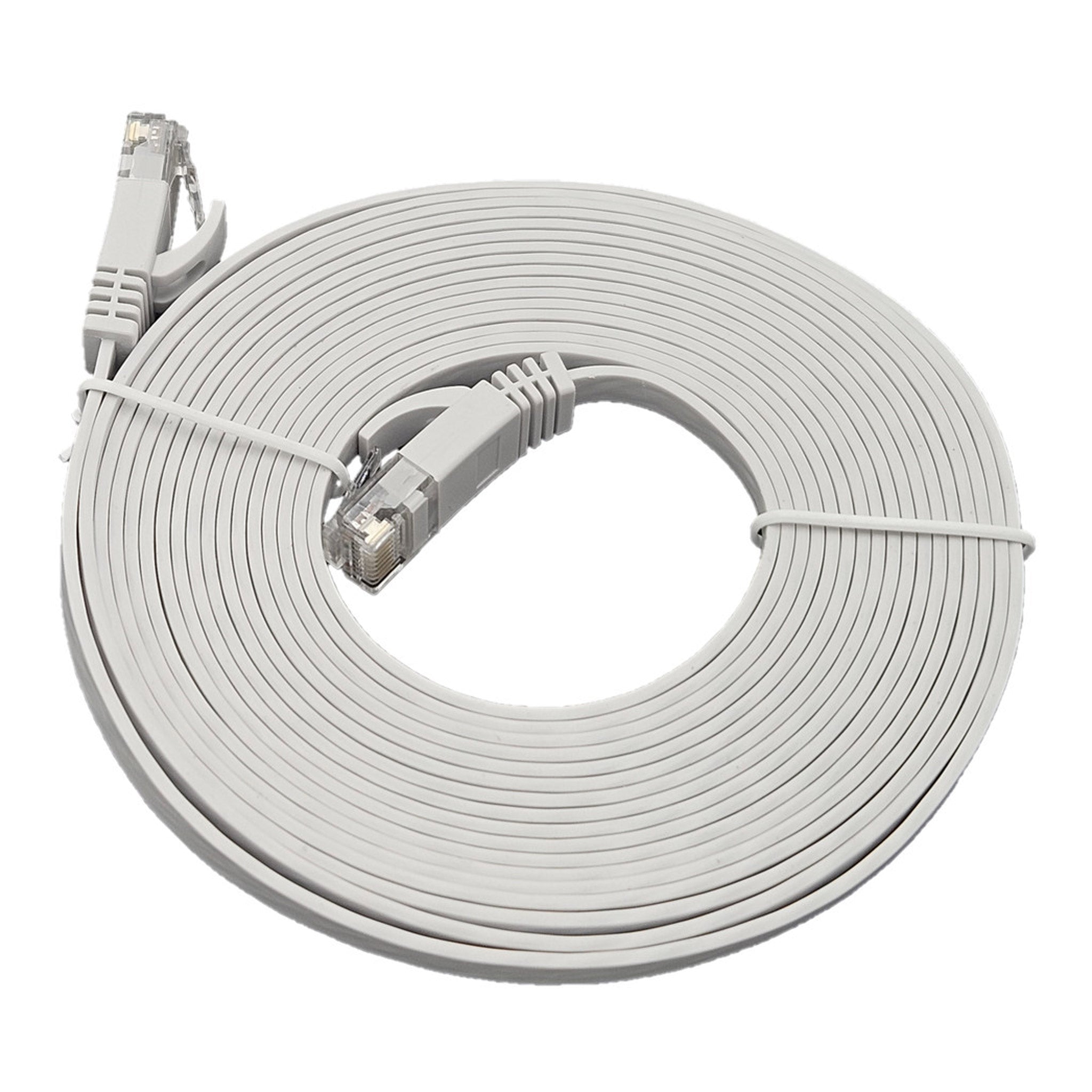 Micro Connectors E08-050FL-W 50ft 30AWG CAT 6 UTP RJ45 Flat Networking Patch Cable - White