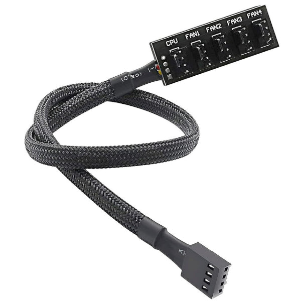 Micro Connectors PWM Fan Hub 4-Pin Sleeved Power Splitter Adapter 1 to 5 (PWM-4P5FHUB)