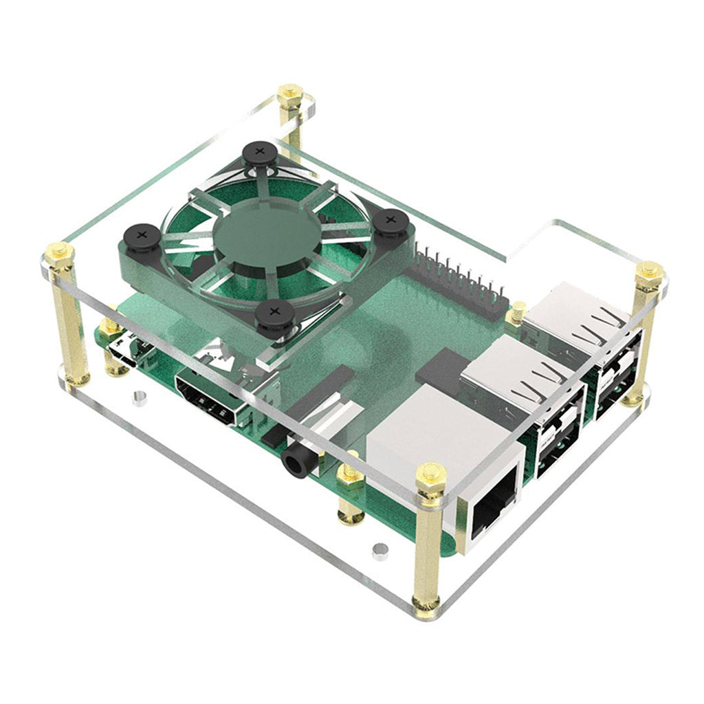 Micro Connectors RAS-PCS06 Acrylic Stackable Raspberry Pi 5, Pi 4 & Pi 3 Case with Fan