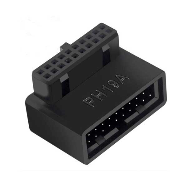 Micro Connectors USB 3.0 19/20-Pin Male to Female Extension Adapter 90 Degree/UP Angle (G08-319UP)