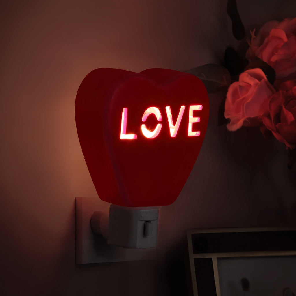 Miss Valentine Ceramic Candy Heart Love Red Nightlight