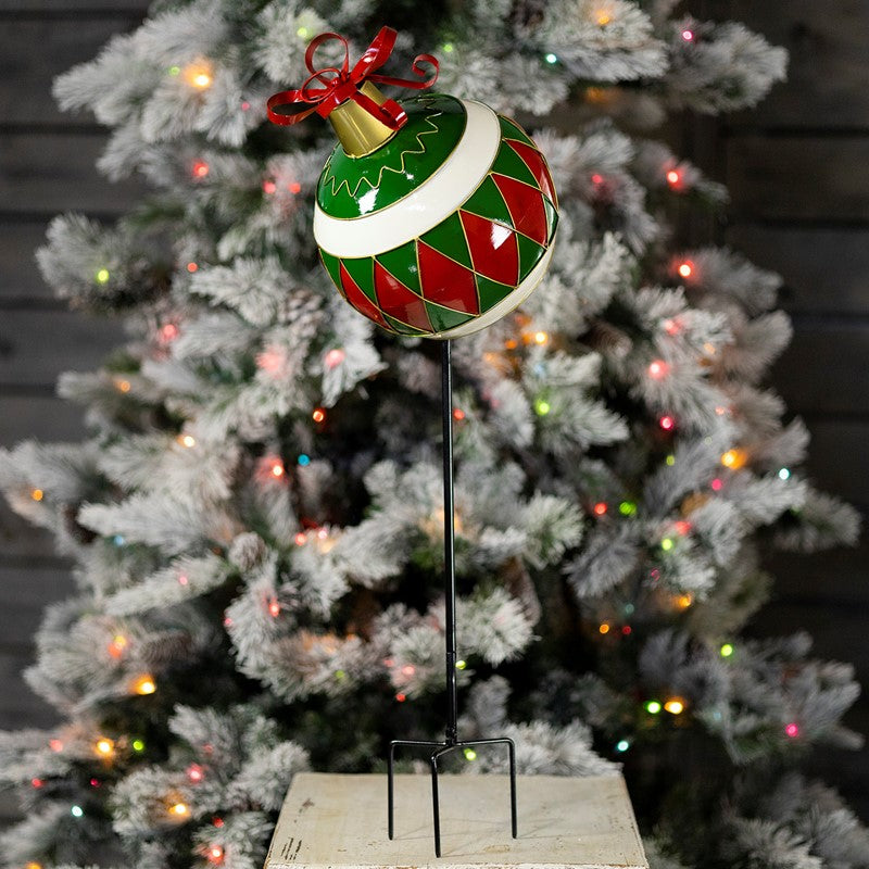 31" Tall Green Christmas Ball Orn Stake