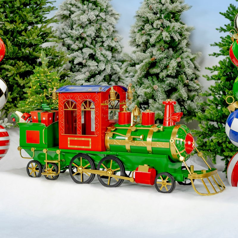 5.85ft. Long Medium Christmas Train with Cart & Lanterns