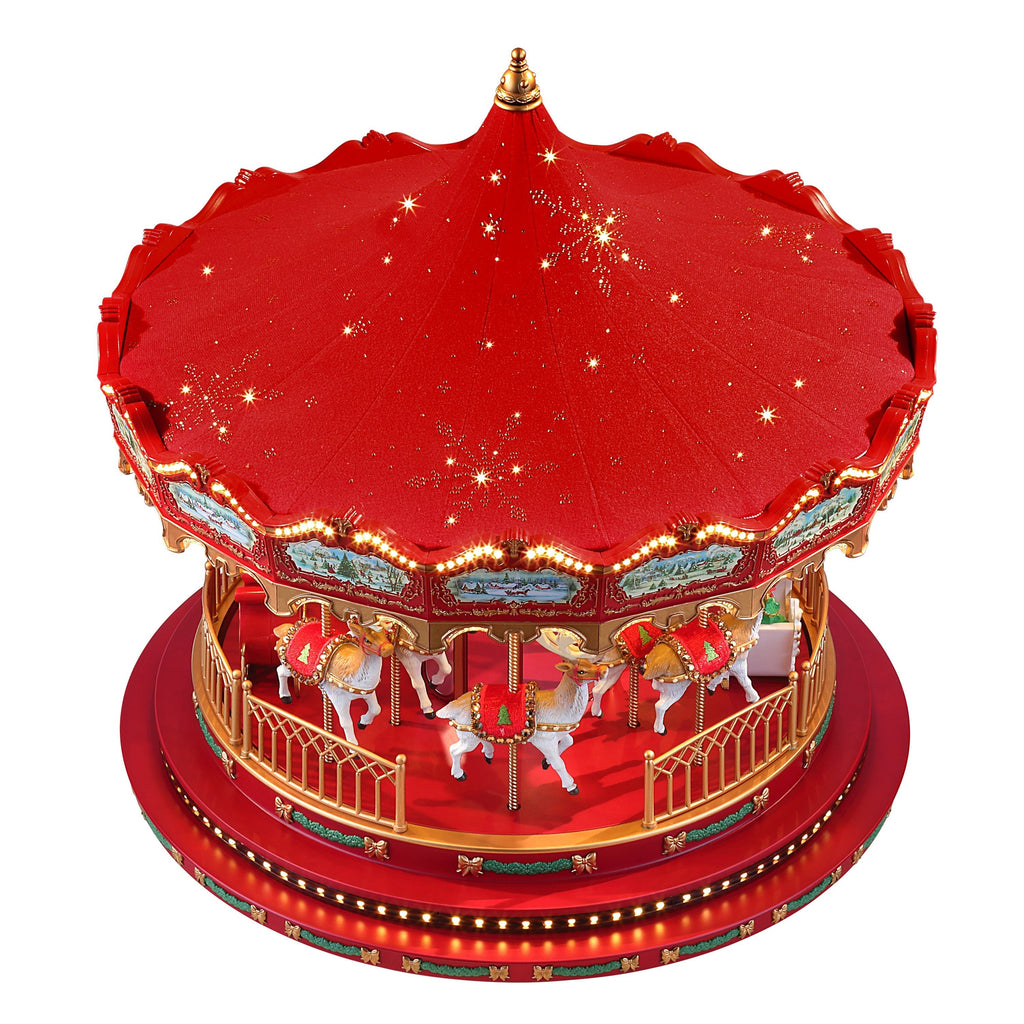 17 in. Animated Deluxe Snowflake Crystal Carousel - Red