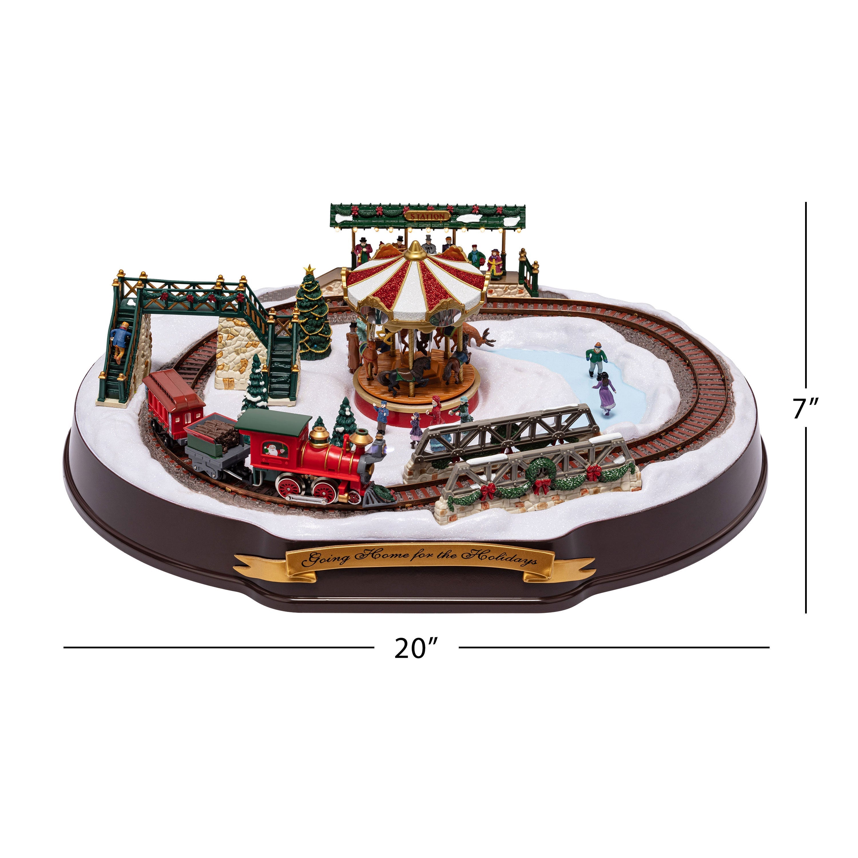 20 in. Animated Winter Wonderland Train and Carousel