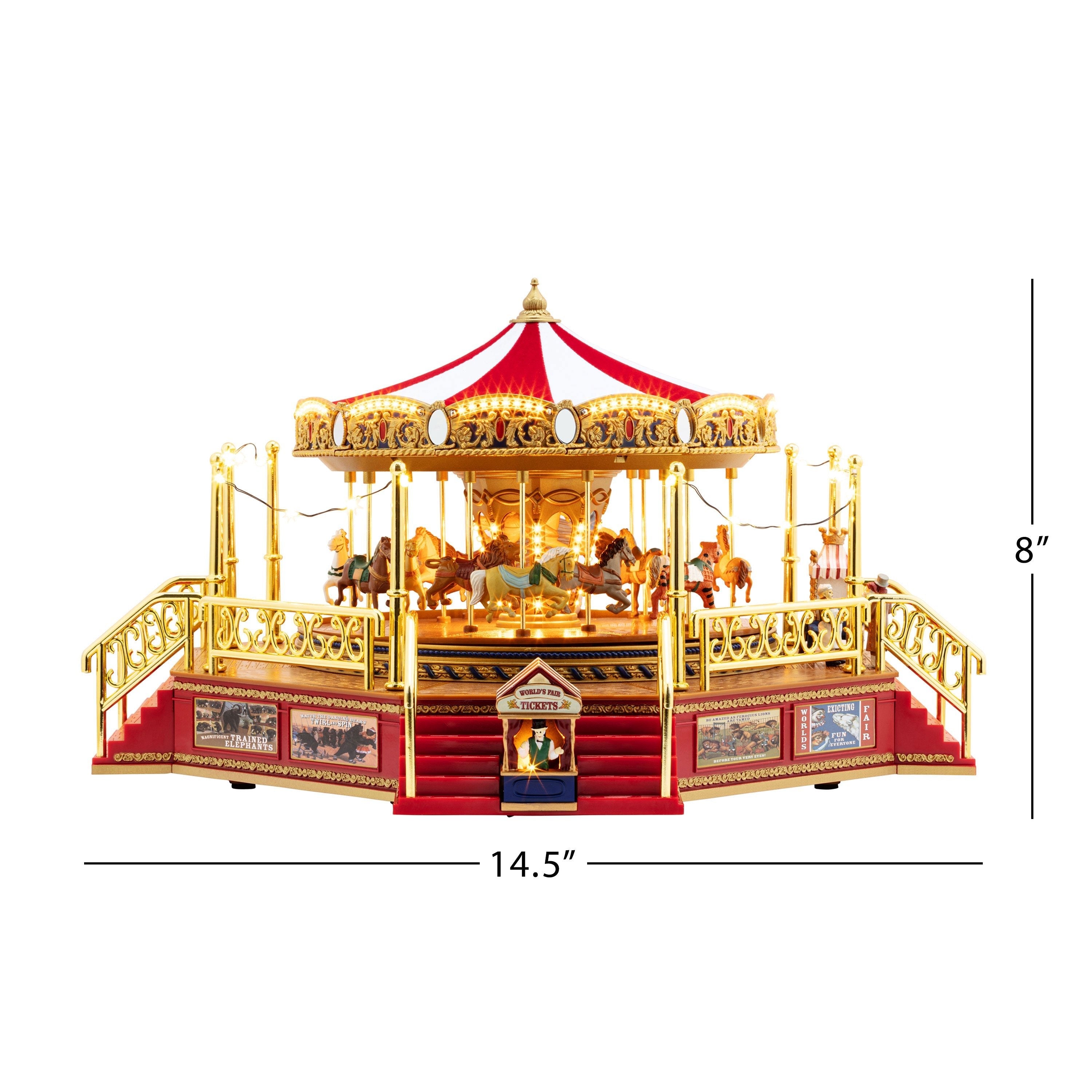 14 in. Animated World's Fair Boardwalk Carousel