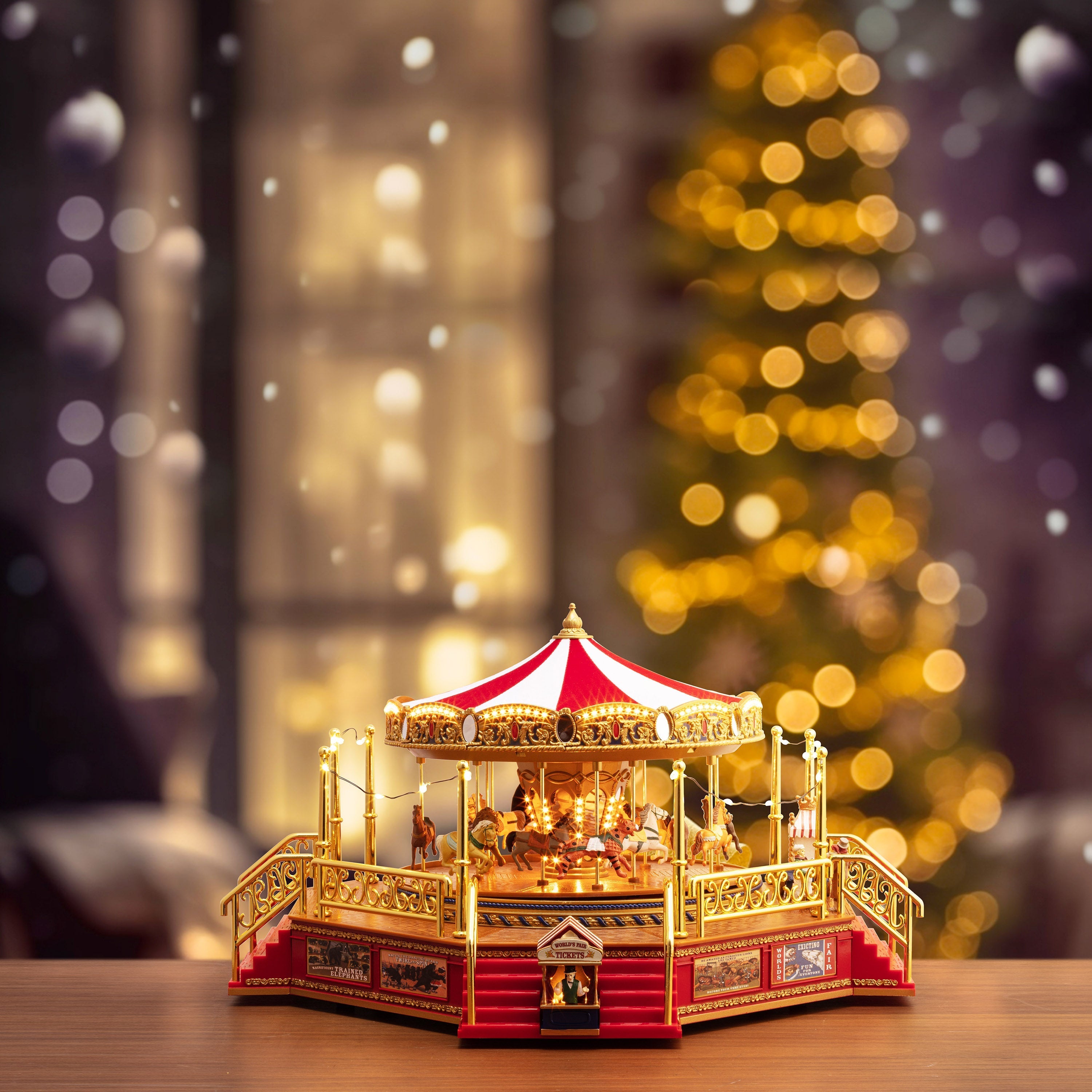 14 in. Animated World's Fair Boardwalk Carousel