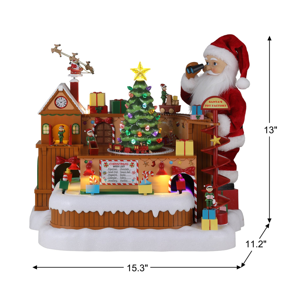 15 in. Animated Santa's Toy Factory Workshop