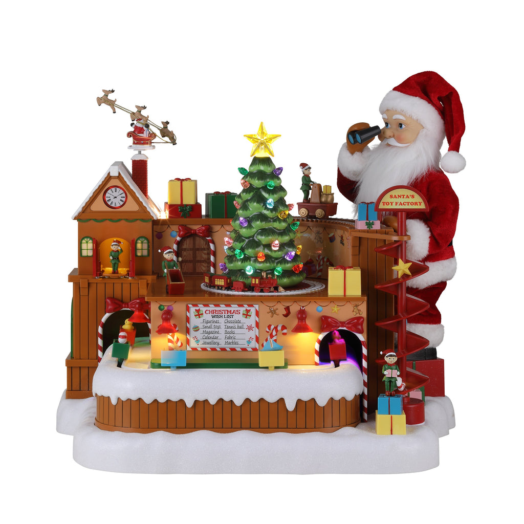 15 in. Animated Santa's Toy Factory Workshop