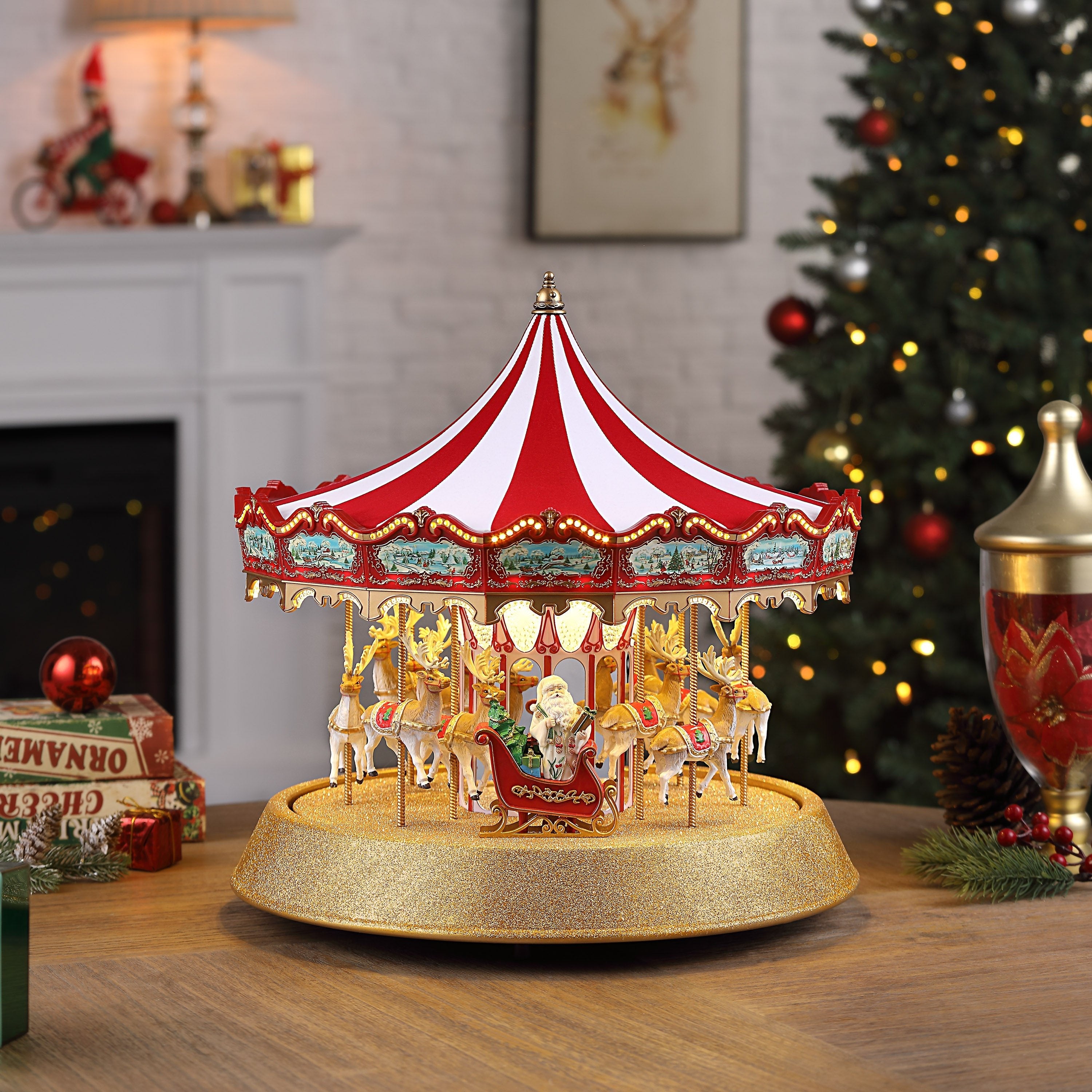 17 in. Animated Sparkle Carousel