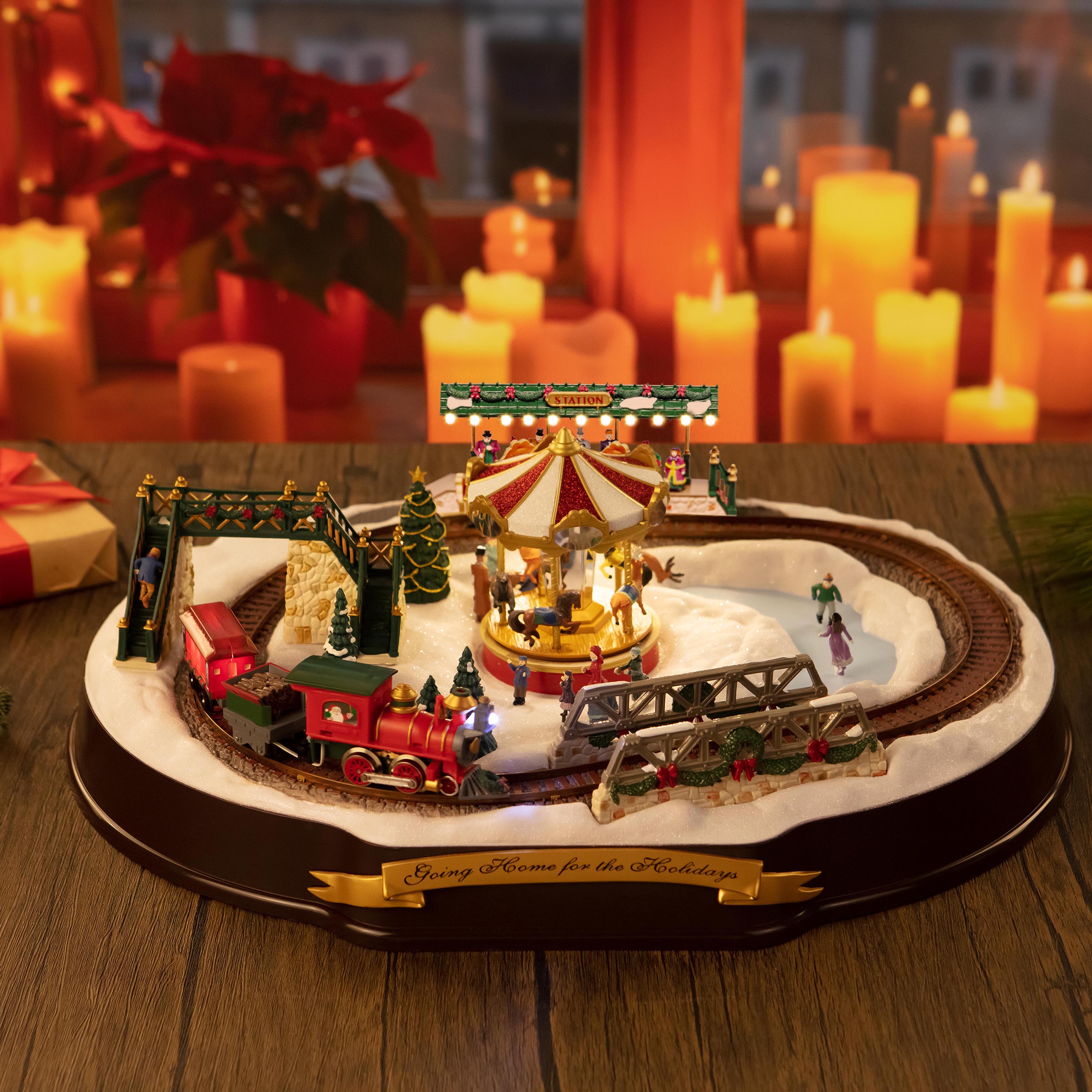 20 in. Animated Winter Wonderland Train and Carousel