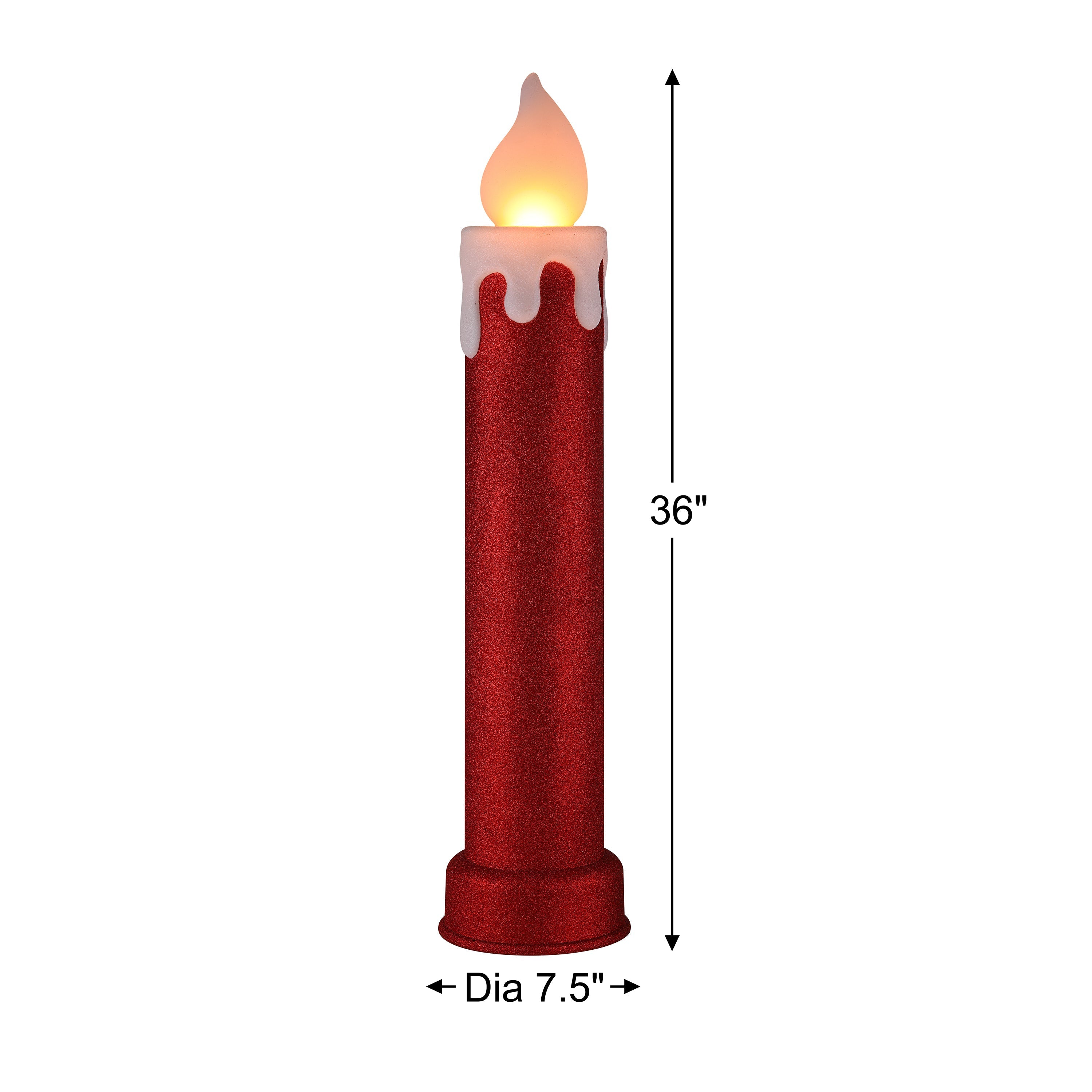 36 in. Glittery Blow Mold Candle - Red