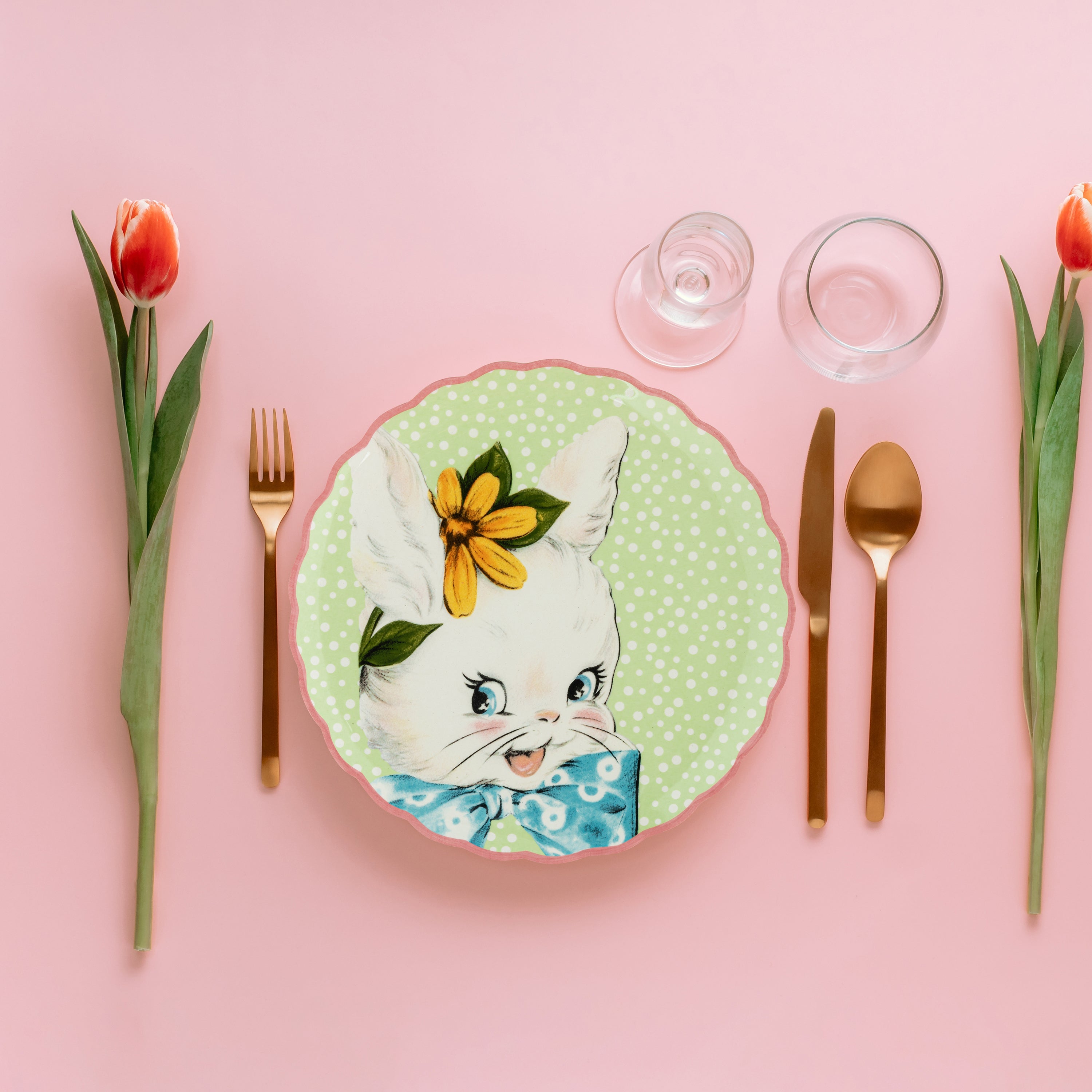 Mr. Cottontail 8 in. Ceramic Set of 4 Easter Plates