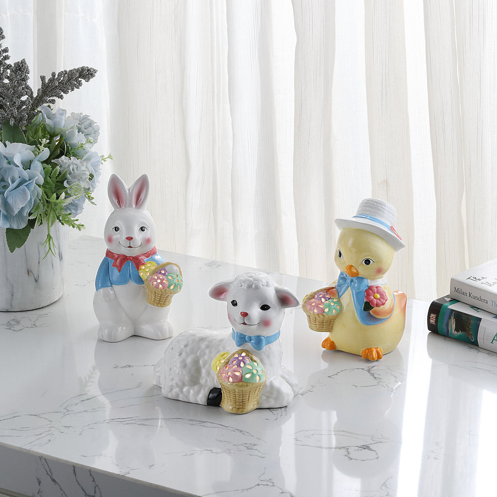 Mr. Cottontail Set of 3 Mini Ceramic Figurines