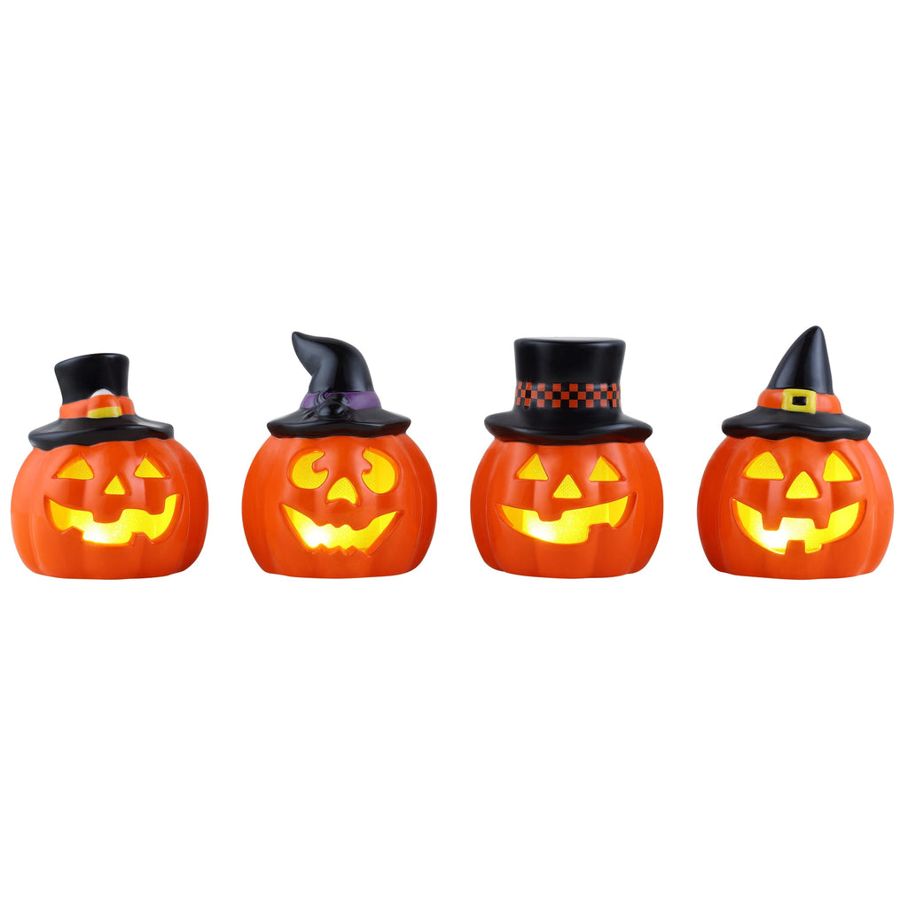 Set of 4 Mini Ceramic Jack-O-Lanterns