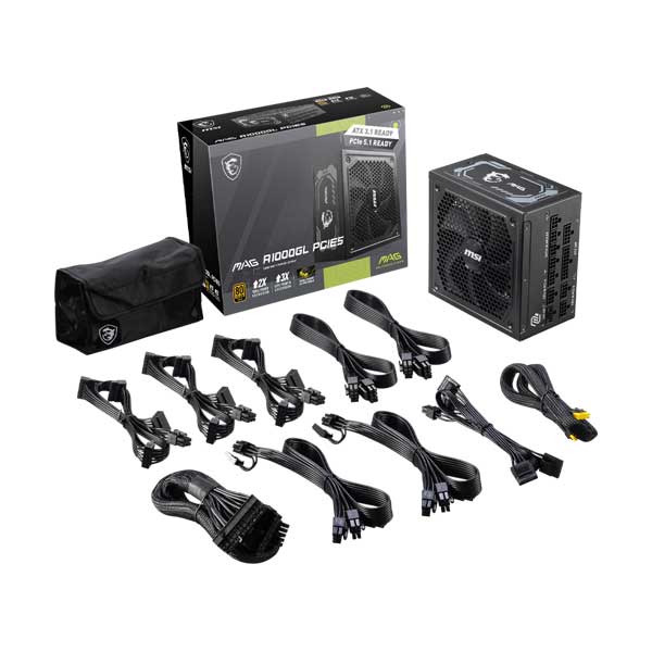 MSI 1000W 80+ Gold Fully Modular ATX 3.1 Power Supply (MAG A1000GL PCIE5)