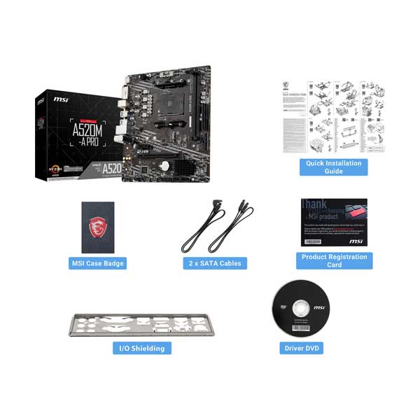 MSI A520M-A PRO AMD A520 AM4 Micro ATX Motherboard