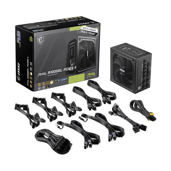 MSI MAG A1000GL PCIE5 II 1000W 80 Plus Gold Fully Modular Power Supply
