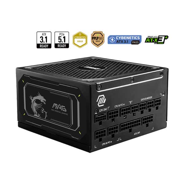 MSI MAG A1000GL PCIE5 II 1000W 80 Plus Gold Fully Modular Power Supply