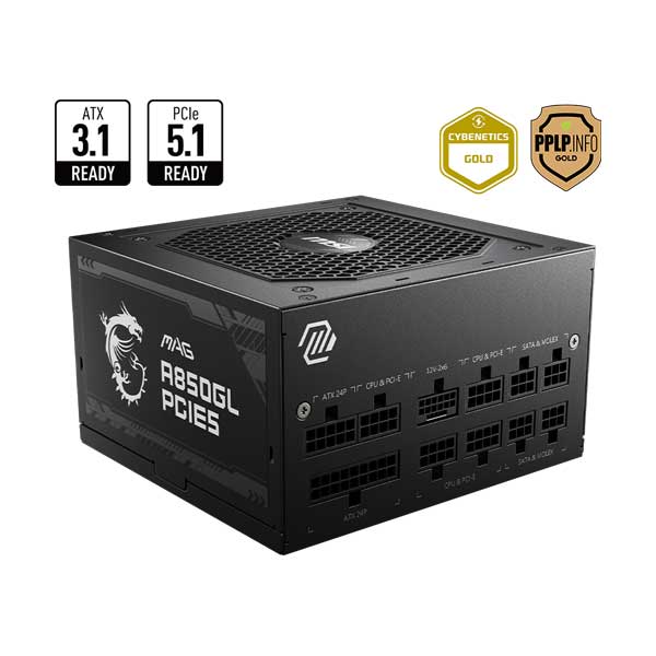 MSI MAG A850GL PCIE5 II 850W Modular Power Supply - 80 Plus Gold