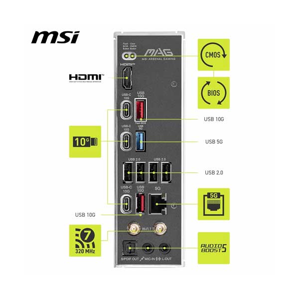 MSI MAG B850 TOMAHAWK MAX WIFI 7 AMD AM5 ATX Gaming Desktop Motherboard