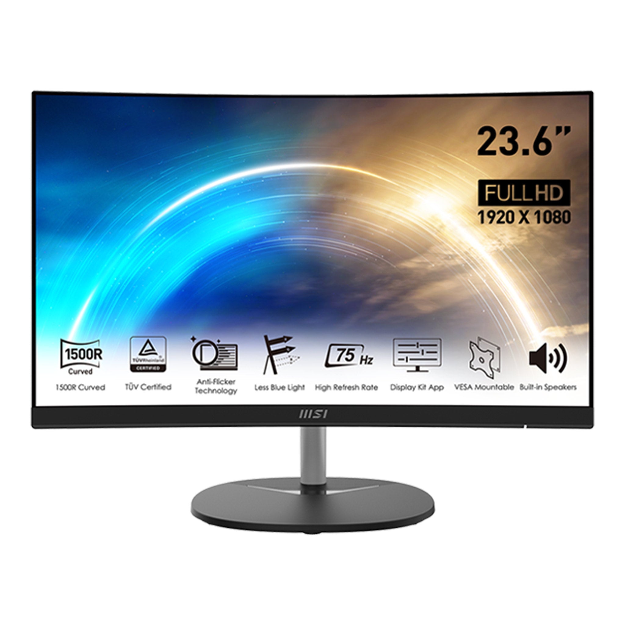 MSI Pro MP241CA 23.6" FHD 1080p Widescreen 1500R Curved Pro Monitor - Black