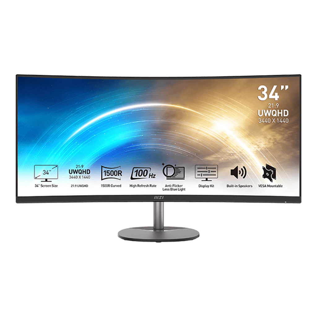 MSI Pro MP341CQ 34" UW-QHD Curved Screen LCD Monitor - 21:9 - 1440p - 100Hz