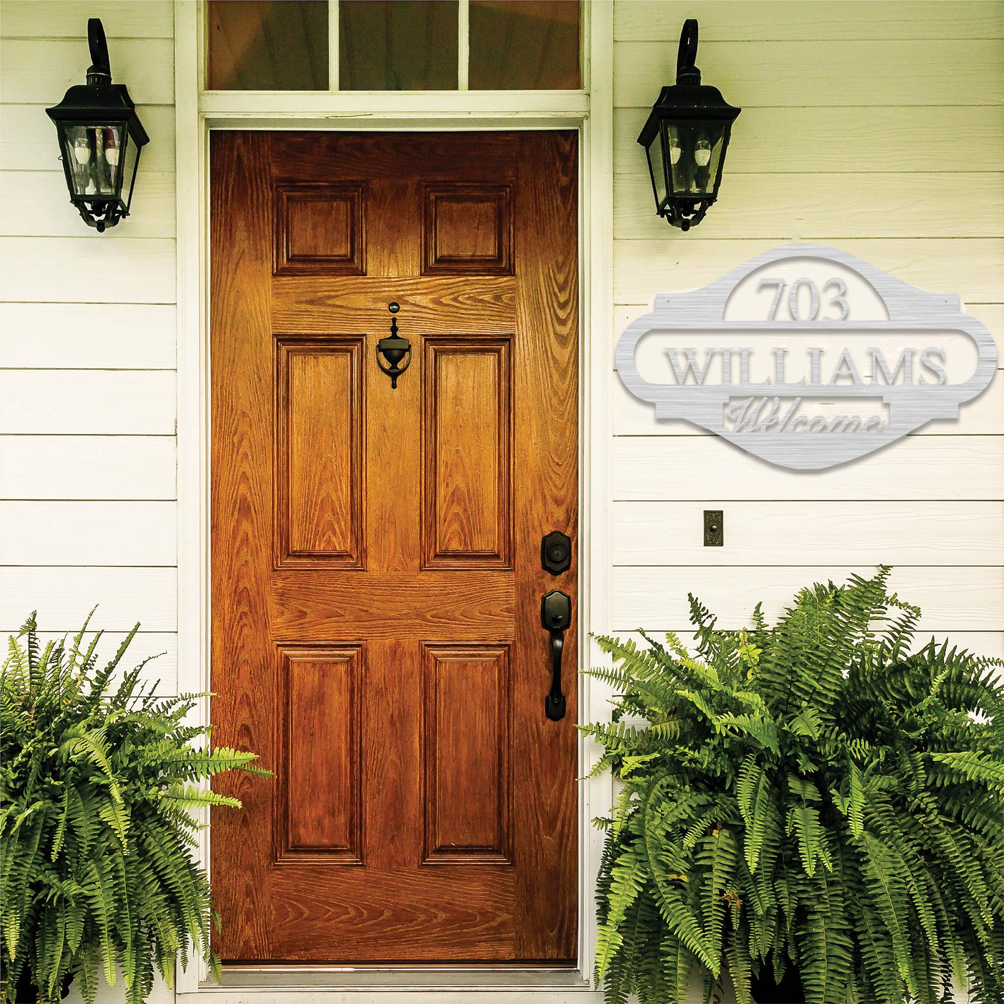 Name Monogram Address Sign - Metal Wall Art