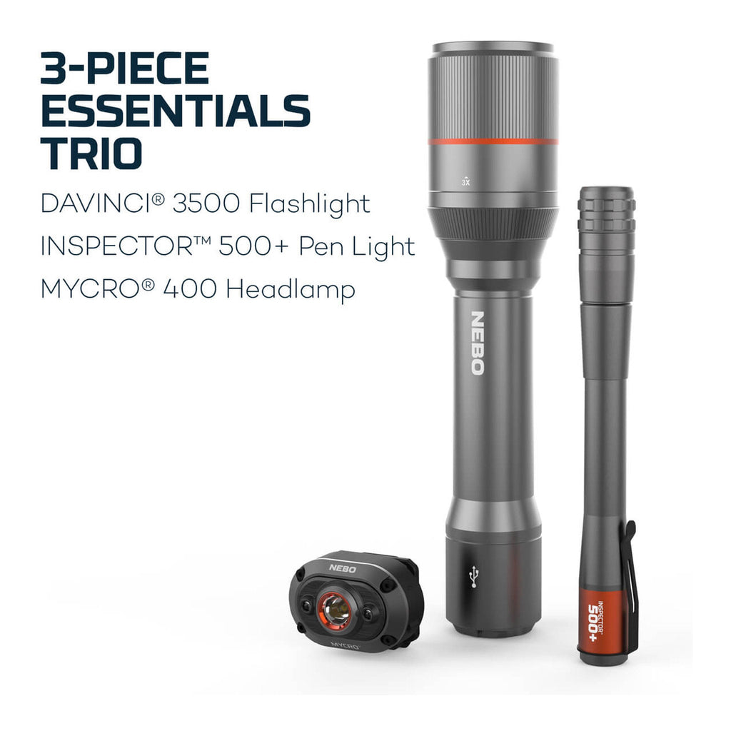 NEBO NEB-BND-0003 3-Piece Essentials Rechargeable Lighting Kit