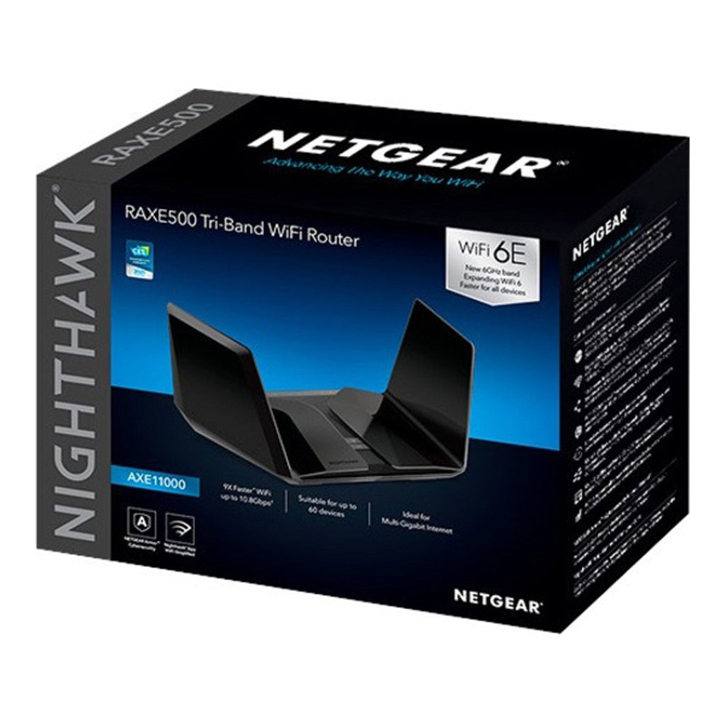 Netgear RAXE500-100NAS Nighthawk RAXE500 AXE11000 Tri-Band Wi-Fi 6E Router