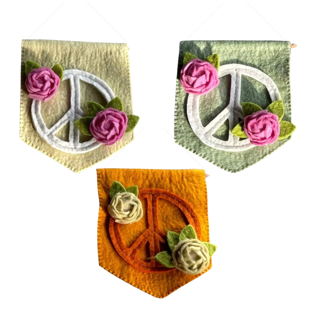 Felt Banner Flag Peace - Peony