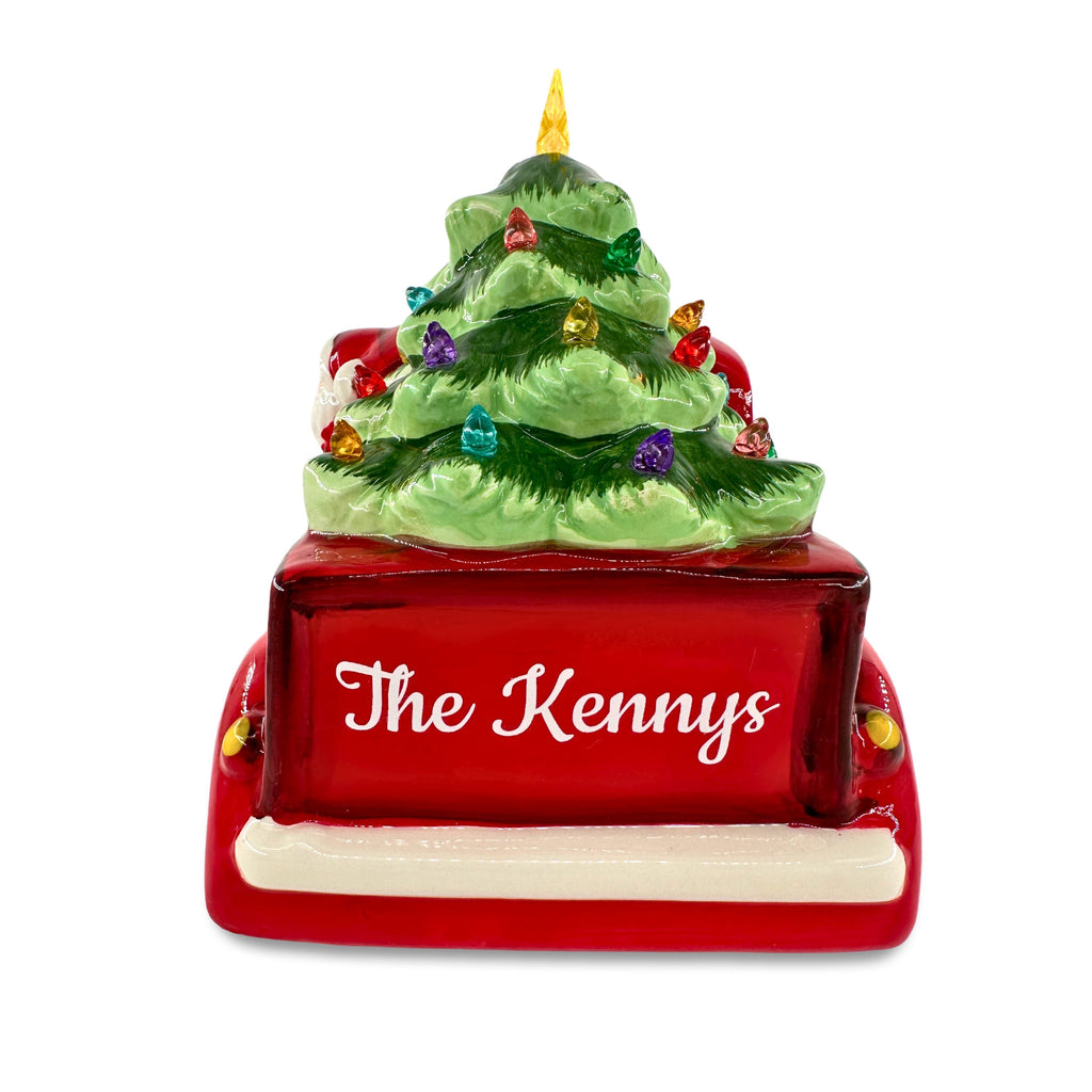 Personalized 10 in. Nostalgic Ceramic Truck - White Santa