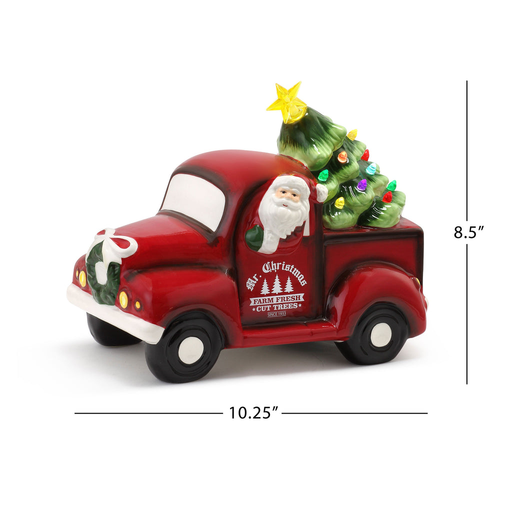 Personalized 10 in. Nostalgic Ceramic Truck - White Santa