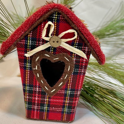 4 Plaid Birdhouse with Heart