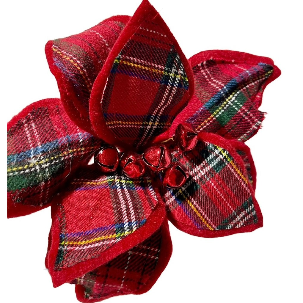 2 Double-Layered Plaid Poinsettia w/Felt