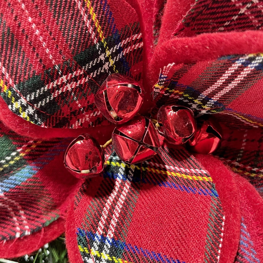 2 Double-Layered Plaid Poinsettia w/Felt