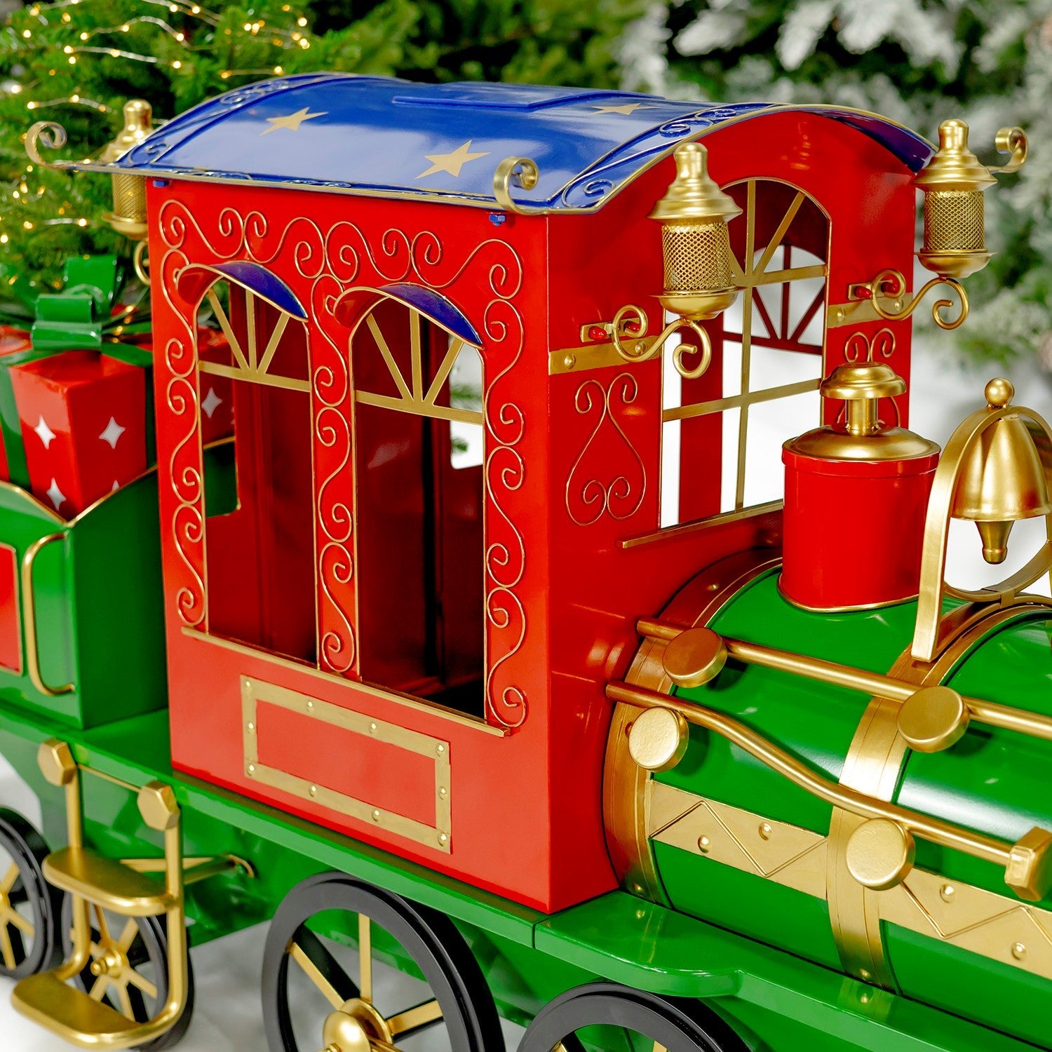 5.85ft. Long Medium Christmas Train with Cart & Lanterns