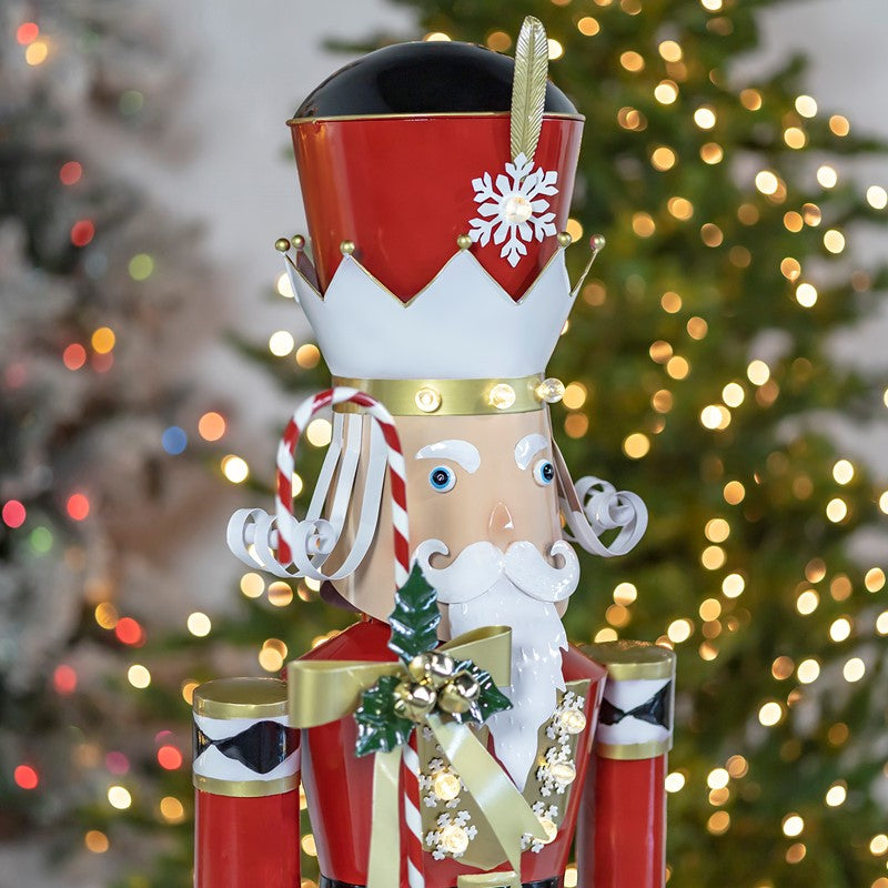 61" Iron Nutcracker with Candy Cane & LED lights