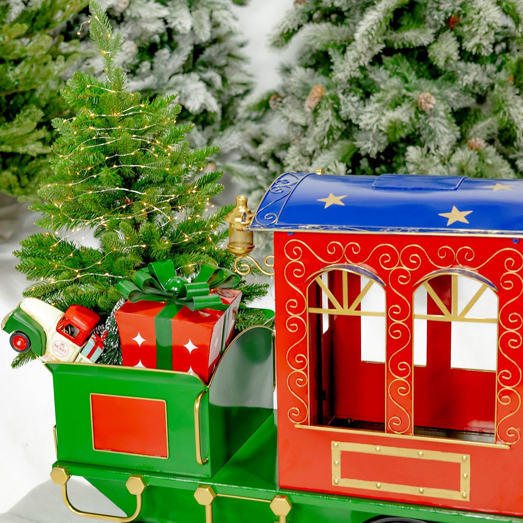 5.85ft. Long Medium Christmas Train with Cart & Lanterns