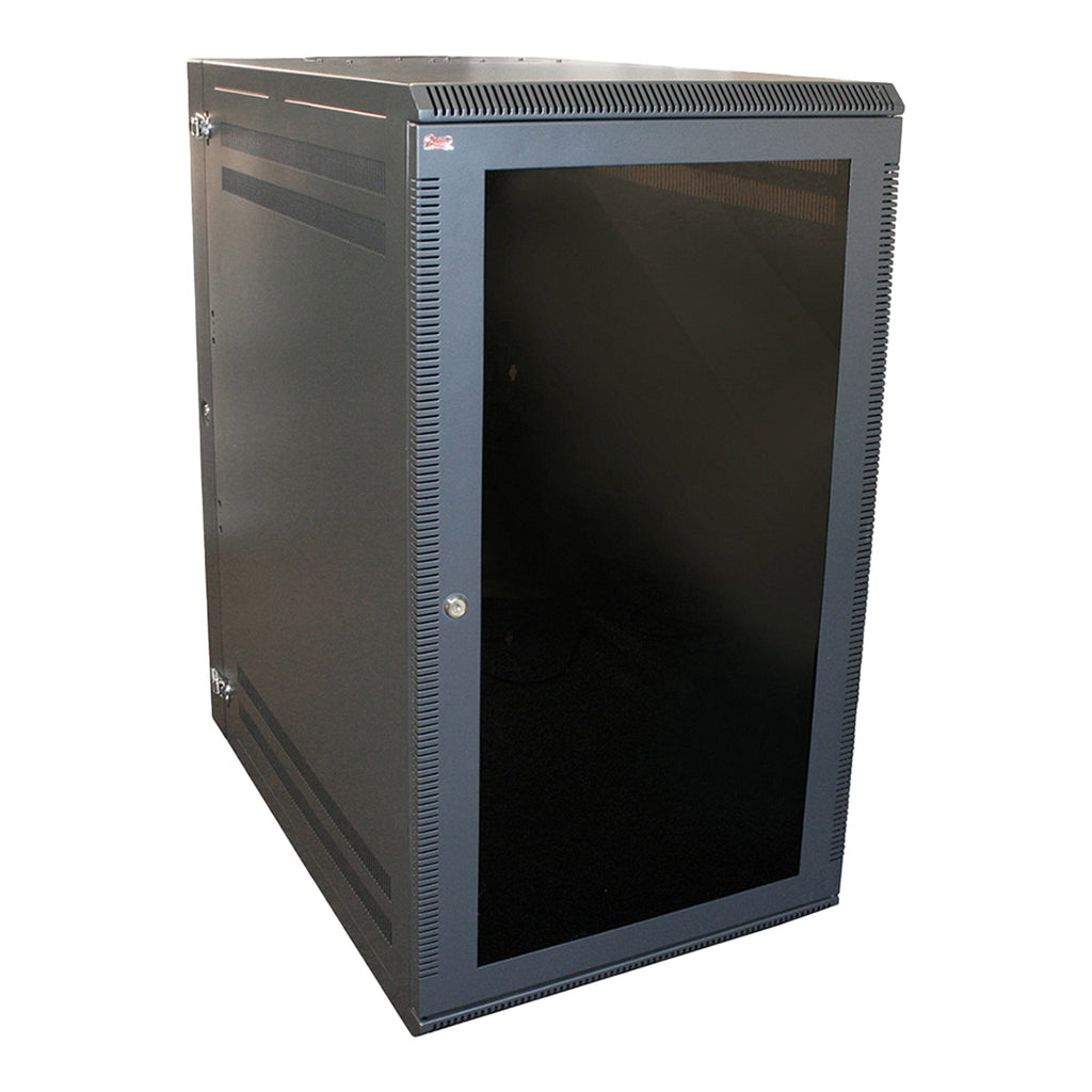 Quest Manufacturing WM3019-18-02 18U Wall Mount Enclosure with Rear Swing-Out - Black