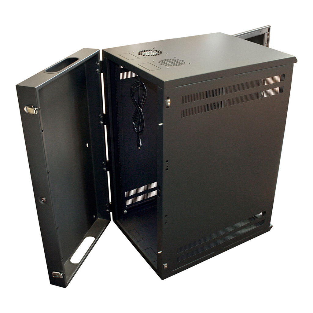 Quest Manufacturing WM3019-18-02 18U Wall Mount Enclosure with Rear Swing-Out - Black