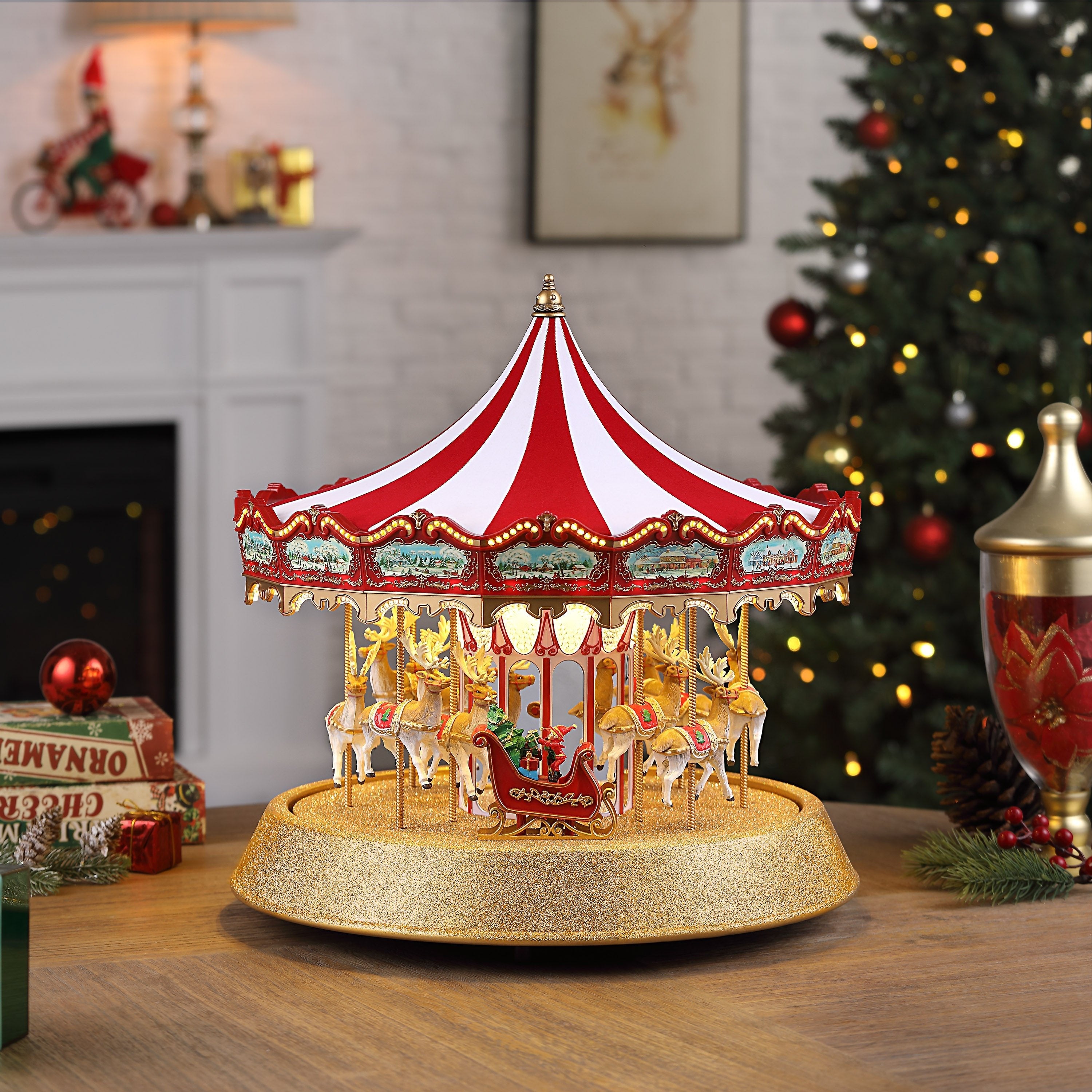 17 in. Animated Sparkle Carousel
