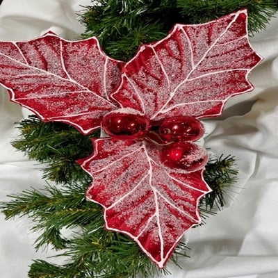 6 Red Frost Holly Berry Picks