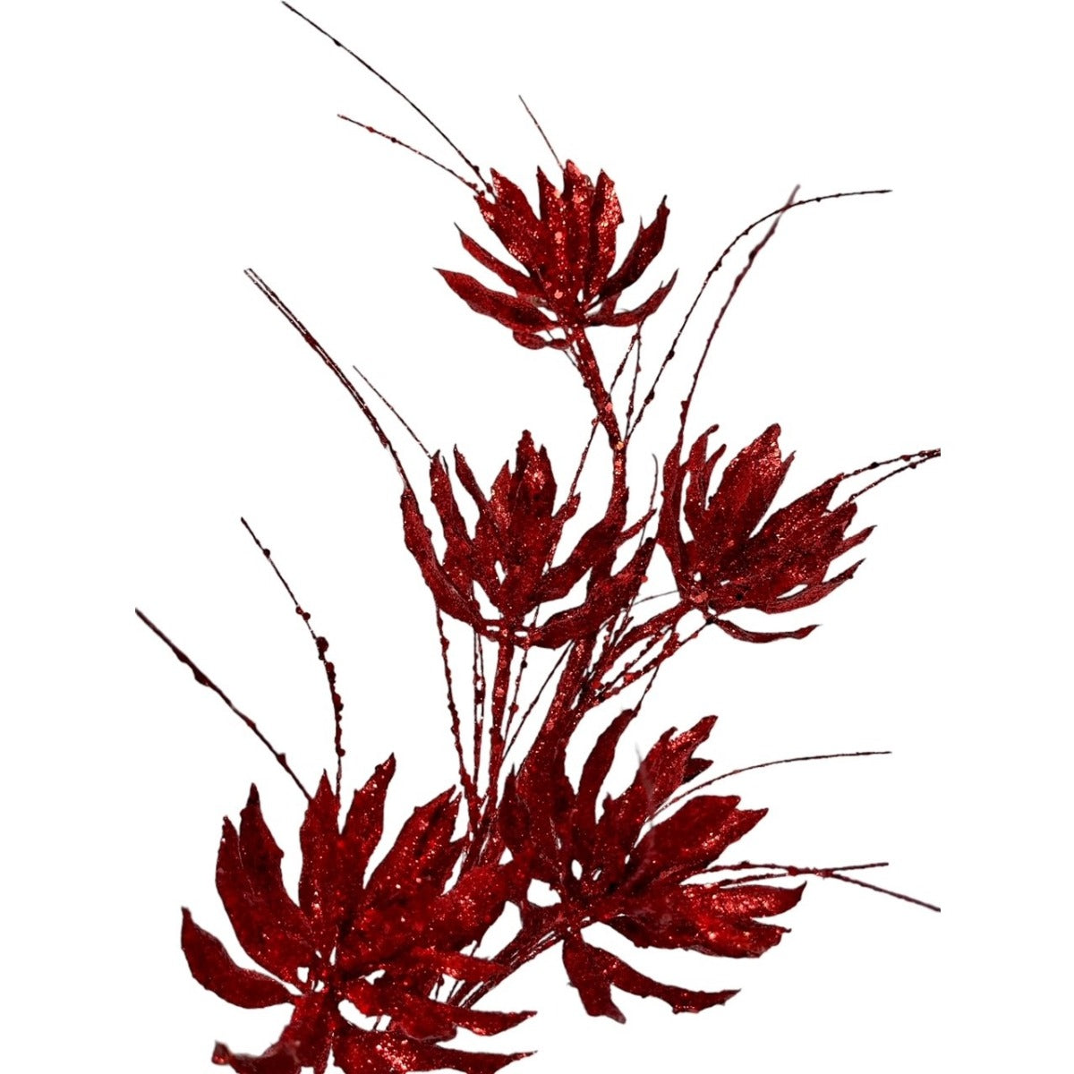 3 Red Glitter Flower Burst