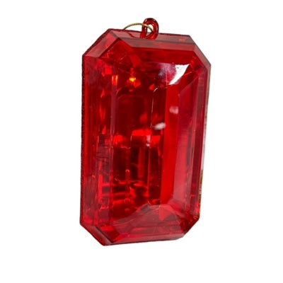 8" Acrylic Emerald Cut Jewel Ornament - Red