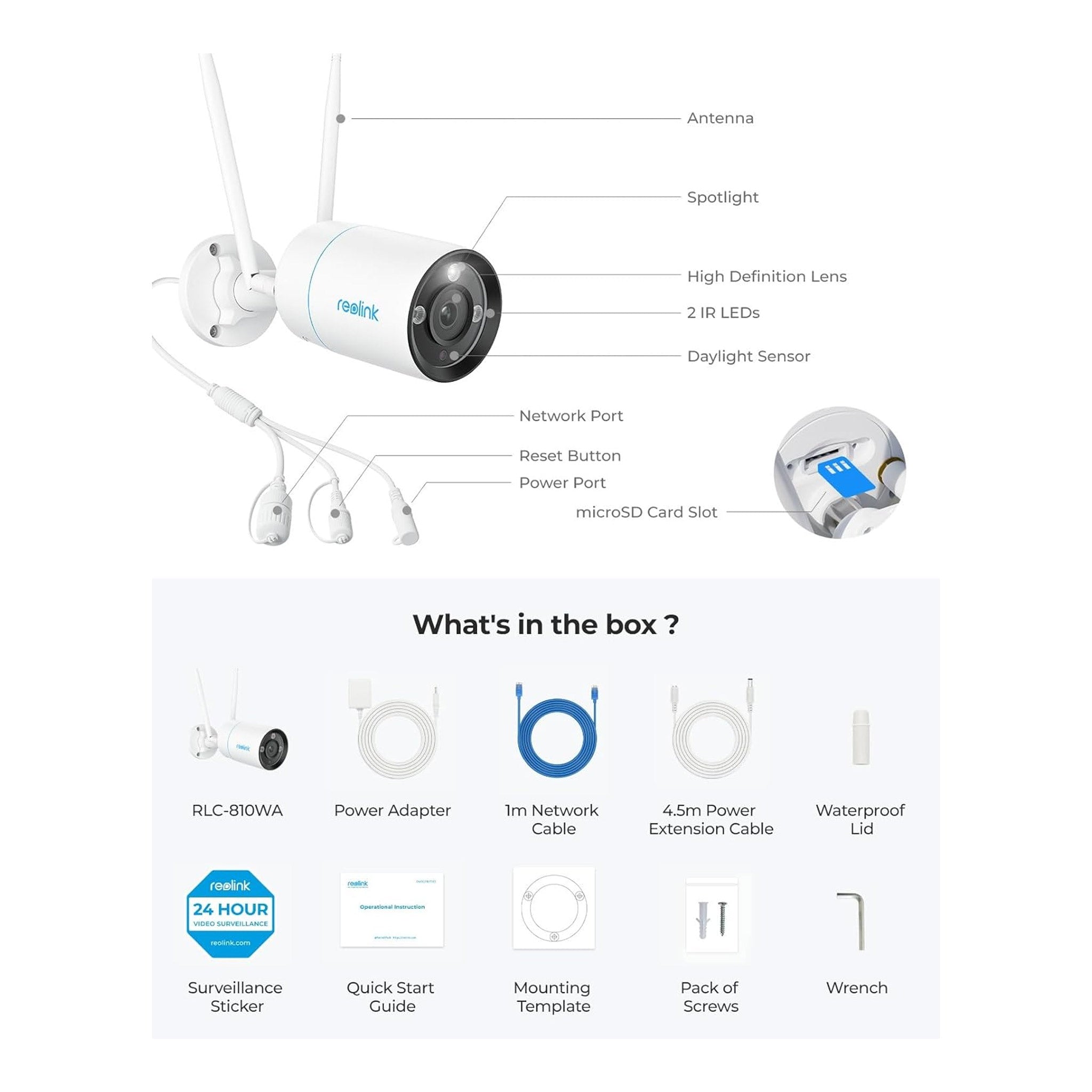Reolink RLC-810WA 4K 8MP Dual-Band Wi-Fi 6 Surveillance Camera with SD Card Slot