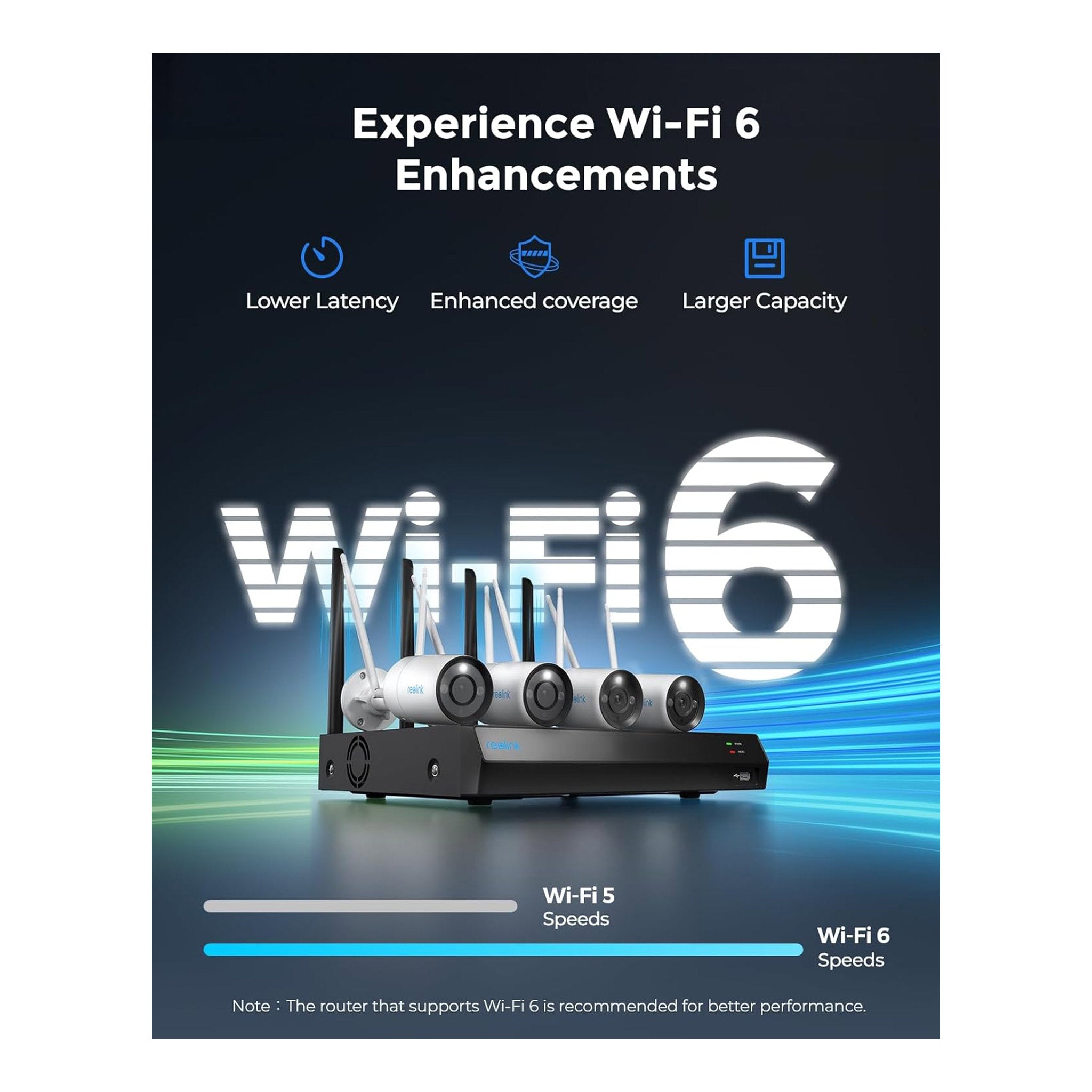 Reolink RLK12-800WB4 4K 12-Channel Dual-Band Wi-Fi 6 2TB NVR Kit with 4K 8MP Wi-Fi 6 Bullet Cameras (4x)