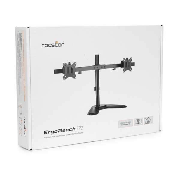 Rocstor ErgoReach EP2 Pole Mount Dual-Screen Monitor Stand (Y10N003-B1)