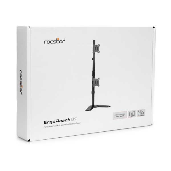 Rocstor ErgoReach EP7 Premium Dual Screen Monitor Pole Stand (Y10N009-B1)